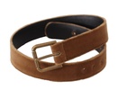 Dolce & Gabbana Brown Velvet Bronze Vintage Logo Metal Buckle Belt