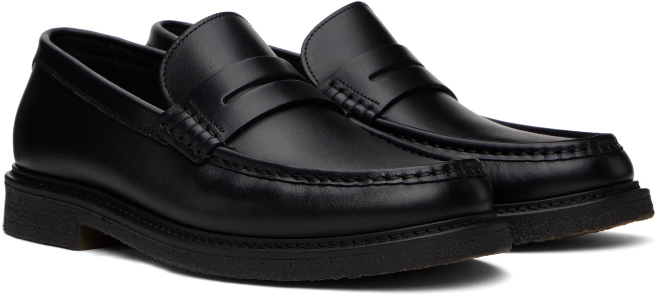 Black Polished-Leather Loafers