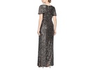 Long Sequins Gown with Flutter Sleeves and Front Knot Detail