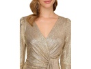 Metallic Foil Knit Draped Cocktail Dress