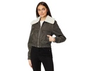 Leather Bomber with Sherpa Collar
