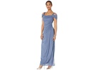Long Glitter Mesh Cold Shoulder Dress