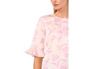 3/4 Sleeve Ruffle Cuff Crew Neck Top