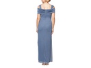 Long Glitter Mesh Cold Shoulder Dress