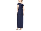 Long Compression Off-the-Shoulder Dress with Hip Embellishment