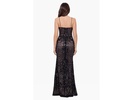 Long Deep V Patterned Sequin Dress