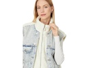 Light Wash Denim Trucker Vest w/ Faux Sherpa Detail in Snow Bank