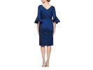 Short Sheath Dress w/Shoulder Floral Detail & Bell Sleeves