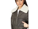 Leather Bomber with Sherpa Collar