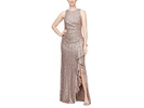 Long Sequins Dress with Cascade Ruffle
