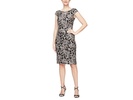 Short Embroidered Sequins Sheath Dress with Cap Sleeves