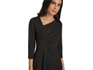 Scuba Crepe Asym Rouched Neck Midi With Belt