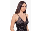Long Deep V Patterned Sequin Dress