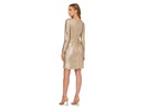 Metallic Foil Knit Draped Cocktail Dress