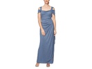 Long Glitter Mesh Cold Shoulder Dress