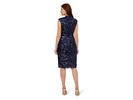 Stretch Sequin & Lace Mock Neck Cocktail Dress