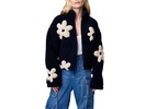 High Collar Floral Sherpa Jacket