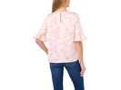 3/4 Sleeve Ruffle Cuff Crew Neck Top