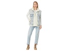 Light Wash Denim Trucker Vest w/ Faux Sherpa Detail in Snow Bank