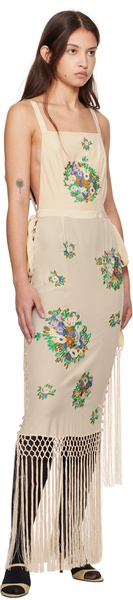 Beige Flower Language Maxi Dress