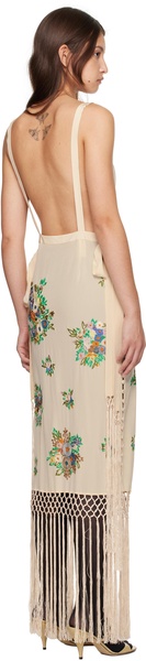 Beige Flower Language Maxi Dress