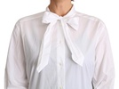 Dolce & Gabbana  Cotton White Scarf Neck Shirt Blouse Top