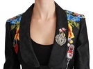 Black Crystal Brocade Blazer Jacket