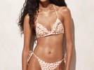 ruffle underwire bikini top in red dot print