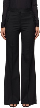 Black Regular-Fit Flared Wool Twill Trousers