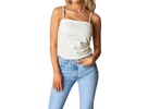 jolie vegan leather cropped tank top in cream