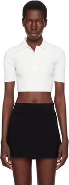 White Cropped Knit Polo