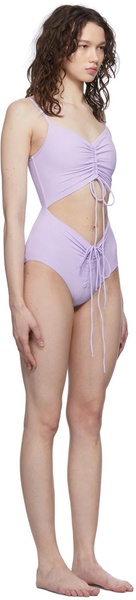 Purple Ruched Disconnect One-Piece Swimsuit