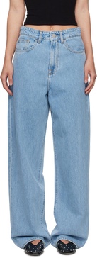 Blue Low Waist Wide Leg Jeans