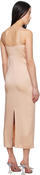 Pink Satin Rhinestone Midi Dress
