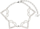 Silver Metal Rhinestone Hearts Choker