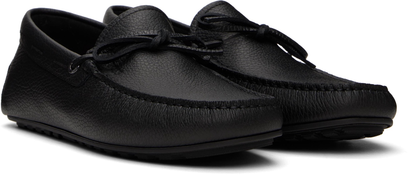 Black Grained-Leather Driver Sole Loafers