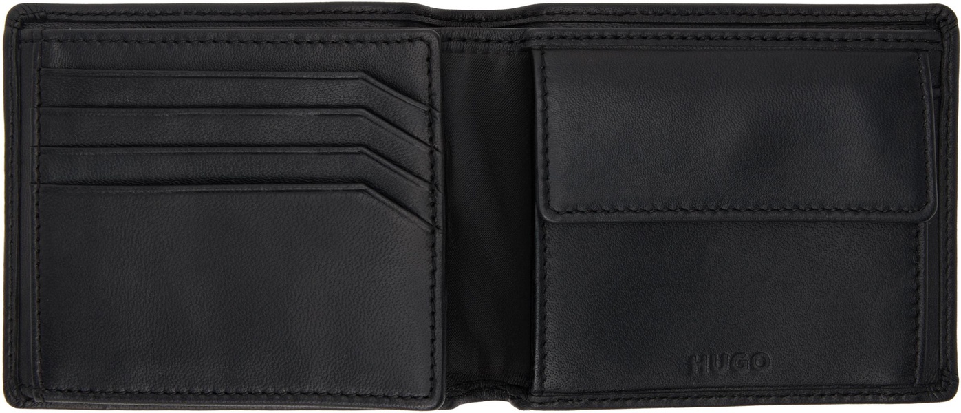 Black Leather Embossed Logo Wallet