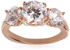 Amazon Essentials Rose-Gold-Plated Sterling Silver Round 3-Stone Ring made with Infinite Elements Cubic Zirconia (3 cttw), Size 7, (previously Amazon Collection)