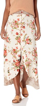 ruffle floral maxi skirt in cream