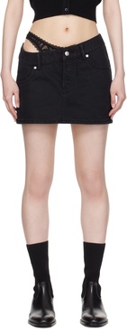 Underwear-effect denim mini skirt