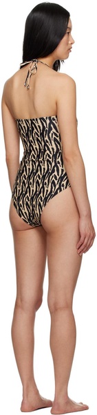 Beige & Black Brissa One-Piece Swimsuit