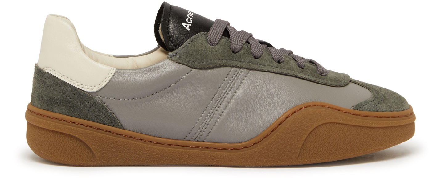 Logo suede-trimmed sneakers