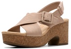 Clarks Women's Nerisa West Heeled Sandal, Sand Nubuck, 9.5