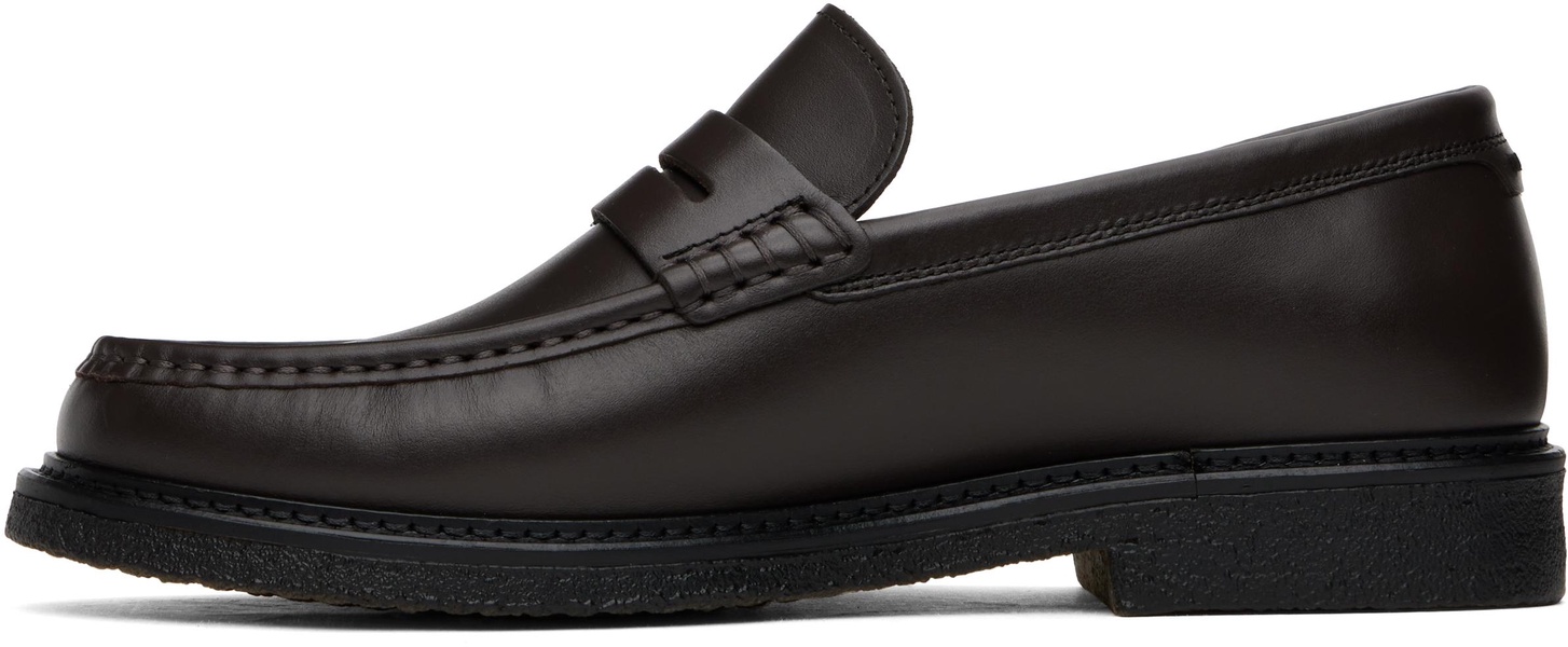 Brown Polished-Leather Loafers