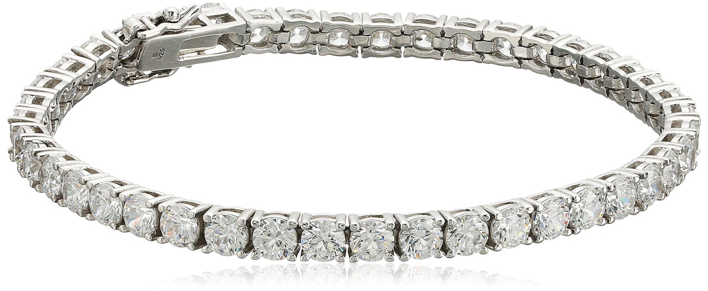 Amazon Essentials Sterling Silver Tennis Bracelet set with Round Cut Infinite Elements Cubic Zirconia, , (previously Amazon Collection)