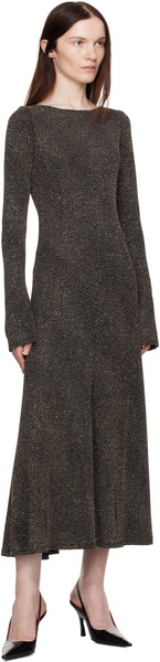 Black & Gold Baes Open Back Maxi Dress
