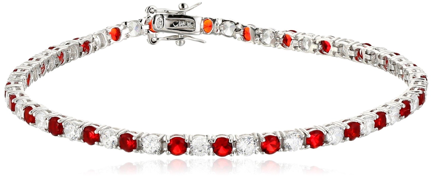 Amazon Essentials Sterling Silver Alternating Stone Prong Set AAA Cubic Zirconia Tennis Bracelet (previously Amazon Collection)