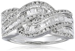 Amazon Essentials 10k White Gold and Diamond Twist Ring (1/2 cttw, I-J Color, I3 Clarity), (previously Amazon Collection)