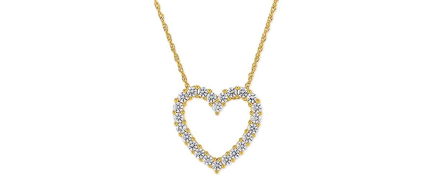 Cubic Zirconia Heart Pendant Necklace in Sterling Silver