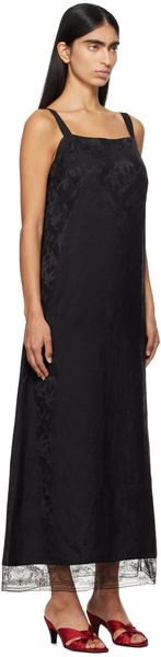 Black Football Jacquard Column Maxi Dress